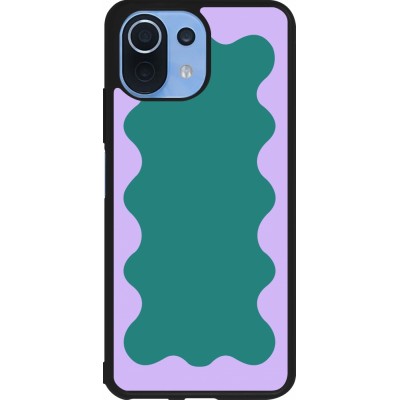 Coque Xiaomi Mi 11 Lite 5G - Silicone rigide noir Wavy Rectangle Green Purple