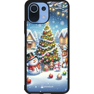 Coque Xiaomi Mi 11 Lite 5G - Silicone rigide noir Noël 2023 bonhomme de neige et sapin