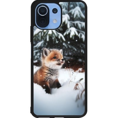 Coque Xiaomi Mi 11 Lite 5G - Silicone rigide noir Noël 2023 Renardeau sapin