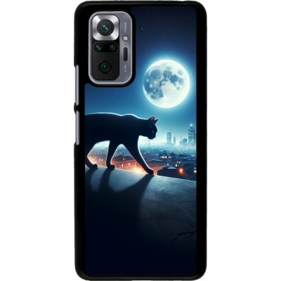 Coque Xiaomi Redmi Note 10 Pro - Chat noir sous la pleine lune