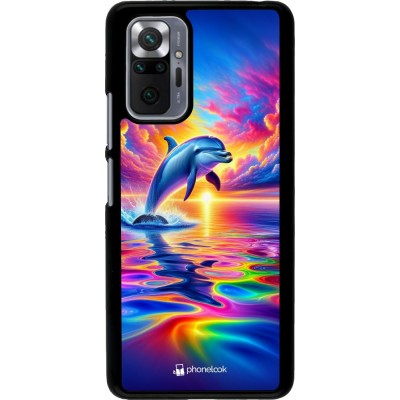 Coque Xiaomi Redmi Note 10 Pro - Dauphin arc-en-ciel heureux