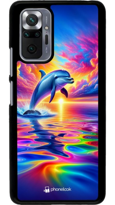 Coque Xiaomi Redmi Note 10 Pro - Dauphin arc-en-ciel heureux