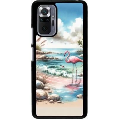 Coque Xiaomi Redmi Note 10 Pro - Flamant rose aquarelle