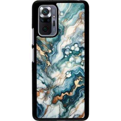 Coque Xiaomi Redmi Note 10 Pro - Marbre Vert Bleu Doré