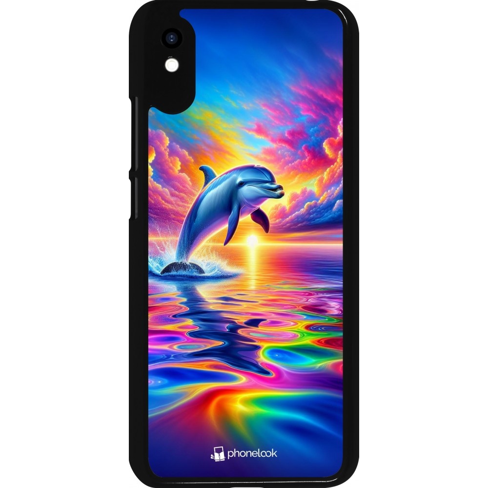 Coque Xiaomi Redmi 9A - Dauphin arc-en-ciel heureux