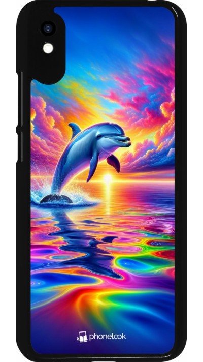 Coque Xiaomi Redmi 9A - Dauphin arc-en-ciel heureux