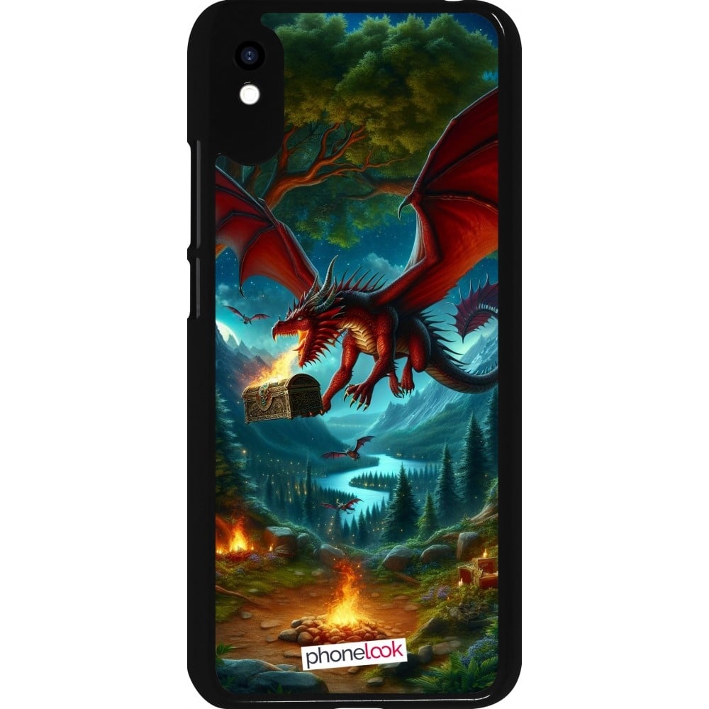 Coque Xiaomi Redmi 9A - Dragon Volant Forêt Trésor