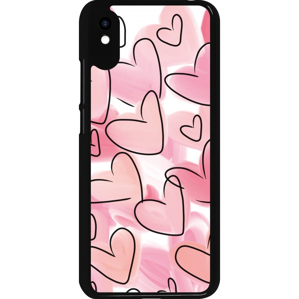 Xiaomi Redmi 9A Case Hülle - Easter 2023 pink hearts