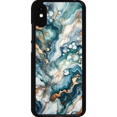 Coque Xiaomi Redmi 9A - Marbre Vert Bleu Doré