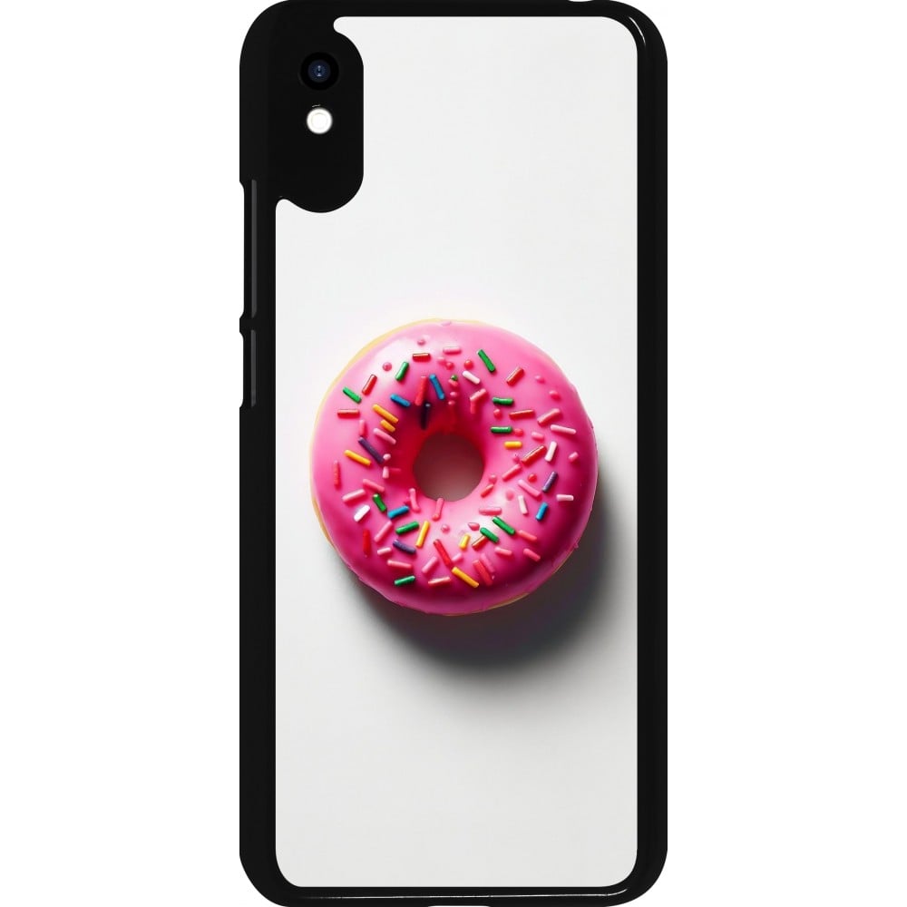 Coque Xiaomi Redmi 9A - Weißer Hintergrund, pinker Donut