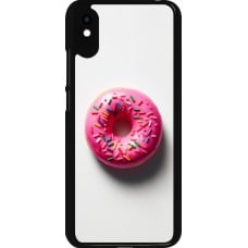 Coque Xiaomi Redmi 9A - Weißer Hintergrund, pinker Donut