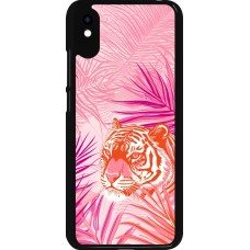 Coque Xiaomi Redmi 9A - Tigre palmiers roses