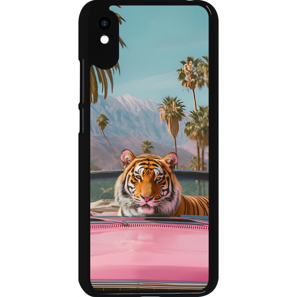 Coque Xiaomi Redmi 9A - Tigre voiture rose