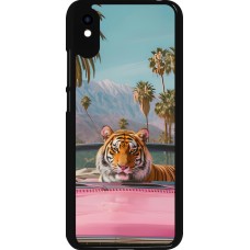 Coque Xiaomi Redmi 9A - Tigre voiture rose