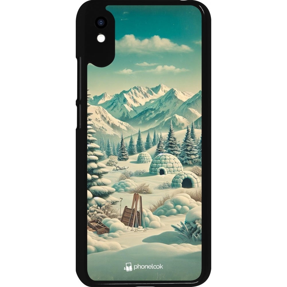 Coque Xiaomi Redmi 9A - Vintage Snowy Mountain Igloo