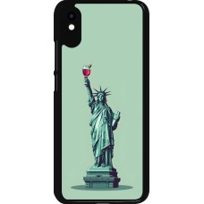 Coque Xiaomi Redmi 9A - Wine Statue de la liberté avec un verre de vin