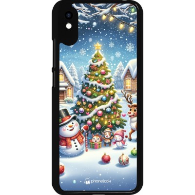 Coque Xiaomi Redmi 9A - Noël 2023 bonhomme de neige et sapin