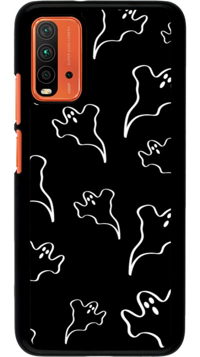 Coque Xiaomi Redmi 9T - Halloween 2024 black and white ghosts