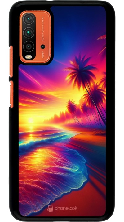 Coque Xiaomi Redmi 9T - Plage coucher soleil flashy