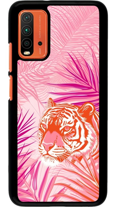 Coque Xiaomi Redmi 9T - Tigre palmiers roses