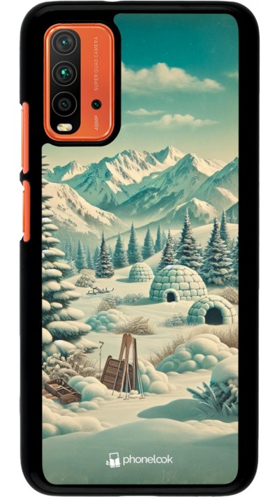 Coque Xiaomi Redmi 9T - Vintage Snowy Mountain Igloo