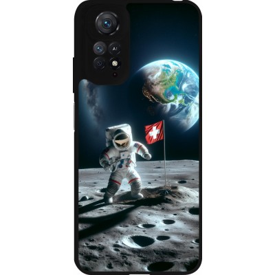 Coque Xiaomi Redmi Note 11 / 11S - Silicone rigide noir Astro Suisse sur lune