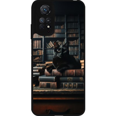 Coque Xiaomi Redmi Note 11 / 11S - Silicone rigide noir Chat livres sombres