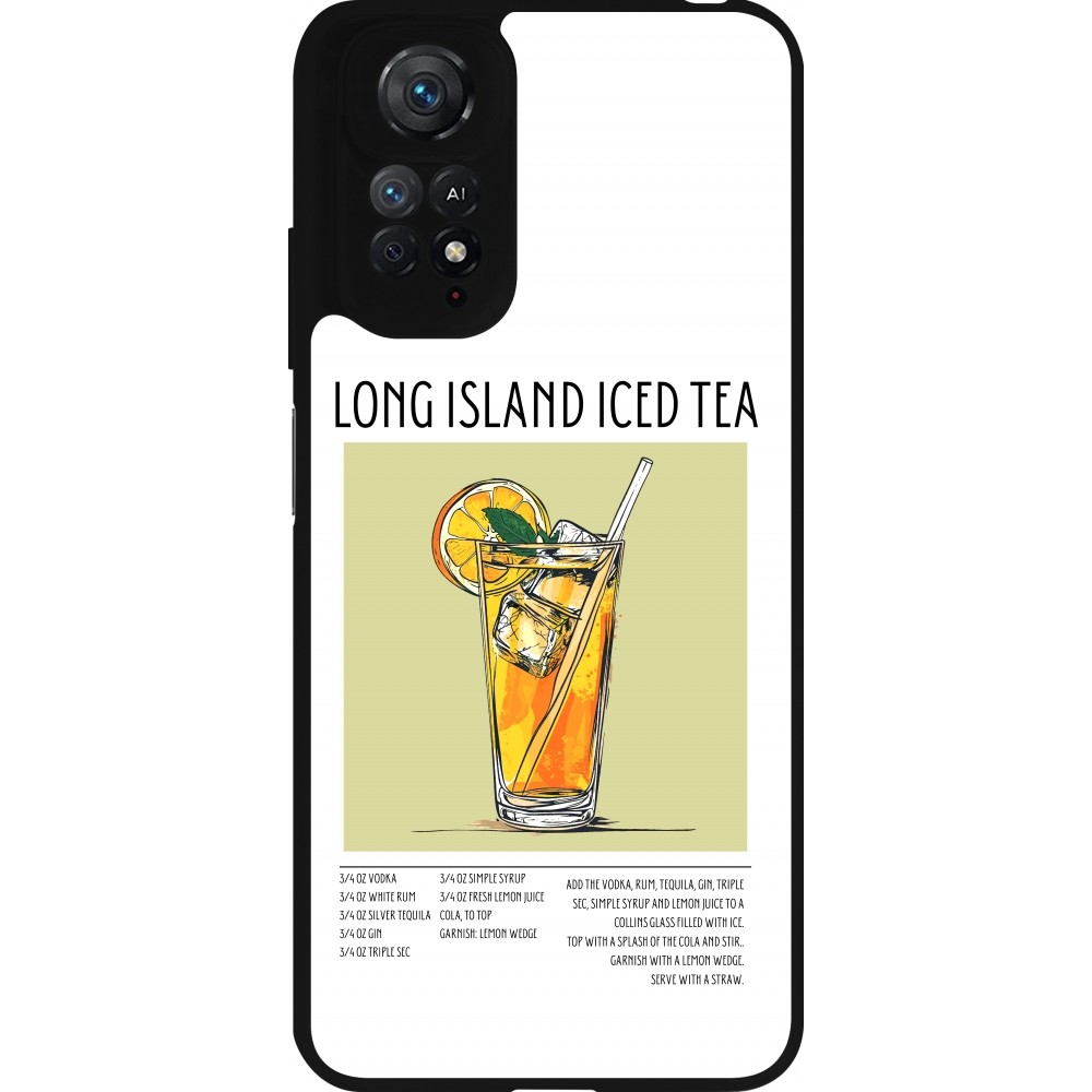 Coque Xiaomi Redmi Note 11 / 11S - Silicone rigide noir Cocktail recette Long Island Ice Tea