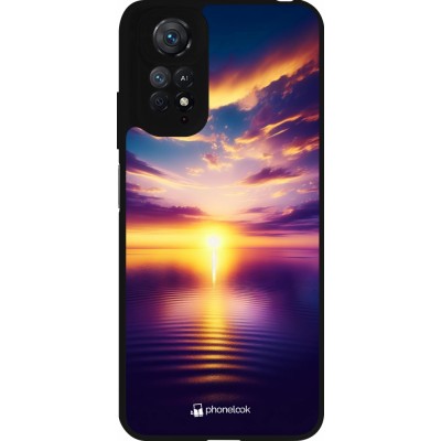 Coque Xiaomi Redmi Note 11 / 11S - Silicone rigide noir Coucher soleil jaune violet