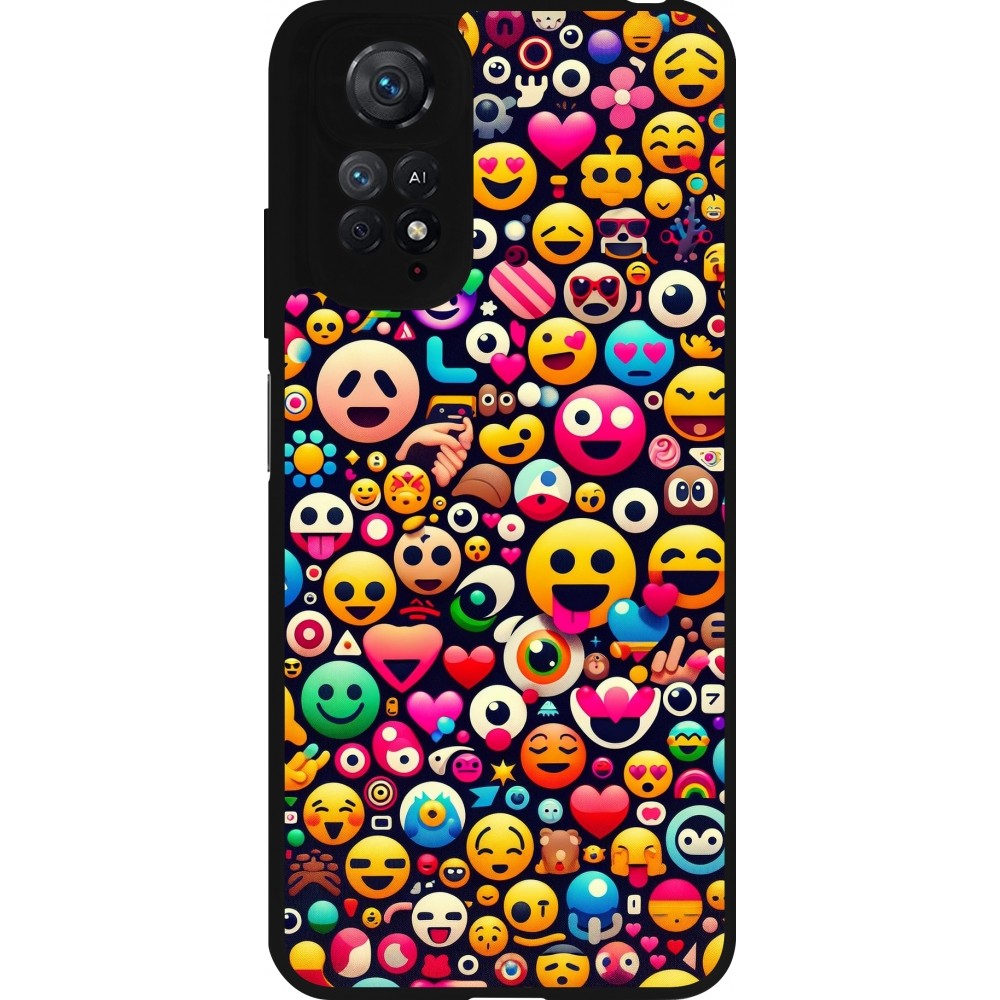 Xiaomi Redmi Note 11 / 11S Case Hülle - Silikon schwarz Emoji Mix Farbe