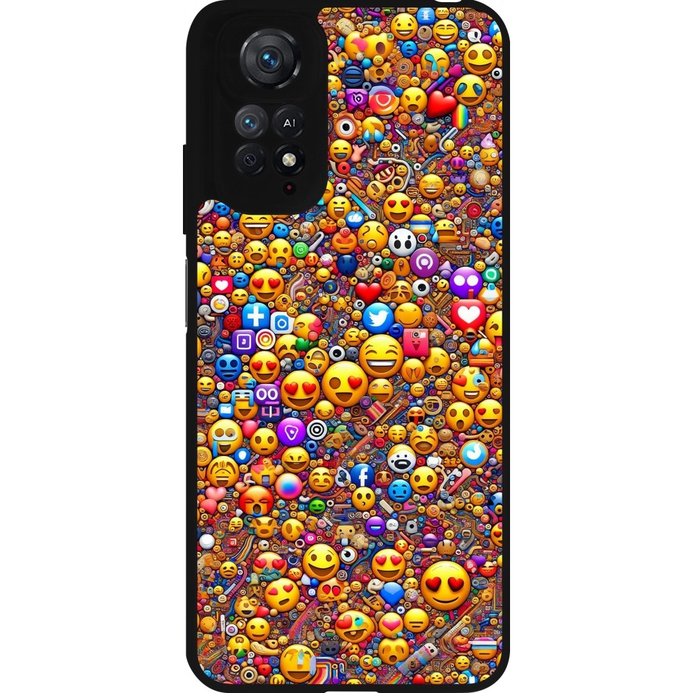 Coque Xiaomi Redmi Note 11 / 11S - Silicone rigide noir Emoji mixed