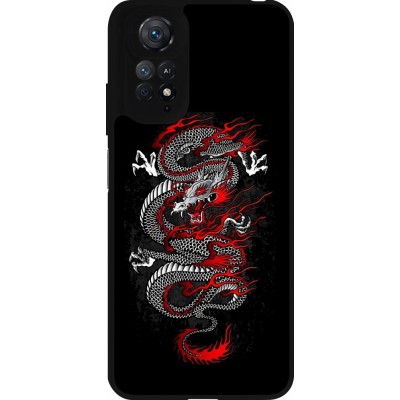 Coque Xiaomi Redmi Note 11 / 11S - Silicone rigide noir Japanese style Dragon Tattoo Red Black