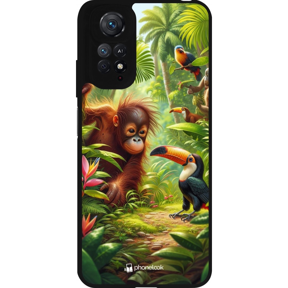 Coque Xiaomi Redmi Note 11 / 11S - Silicone rigide noir Jungle Tropicale Tayrona