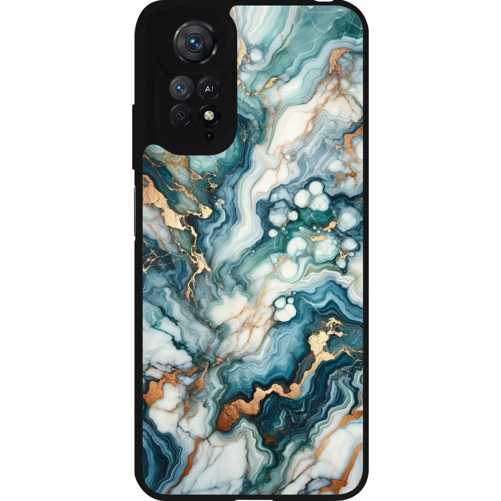 Coque Xiaomi Redmi Note 11 / 11S - Silicone rigide noir Marbre Vert Bleu Doré