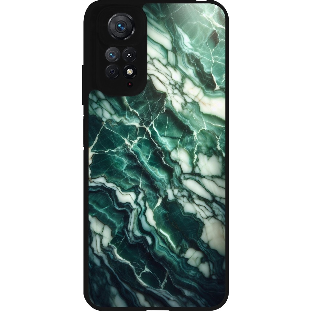 Coque Xiaomi Redmi Note 11 / 11S - Silicone rigide noir Marbre vert majestueux