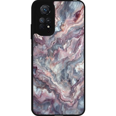 Coque Xiaomi Redmi Note 11 / 11S - Silicone rigide noir Marbre violette argentée