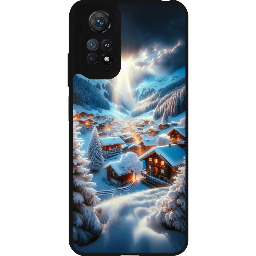 Coque Xiaomi Redmi Note 11 / 11S - Silicone rigide noir Mont Neige Lumière