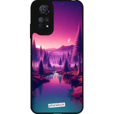 Coque Xiaomi Redmi Note 11 / 11S - Silicone rigide noir Paysage Violet-Rose