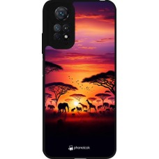 Coque Xiaomi Redmi Note 11 / 11S - Silicone rigide noir Safari sunset wildlife