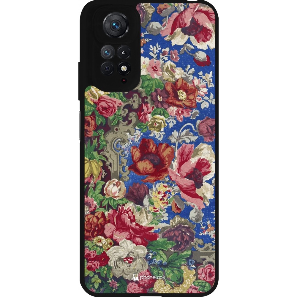 Xiaomi Redmi Note 11 / 11S Case Hülle - Silikon schwarz Vintage Art Flowers