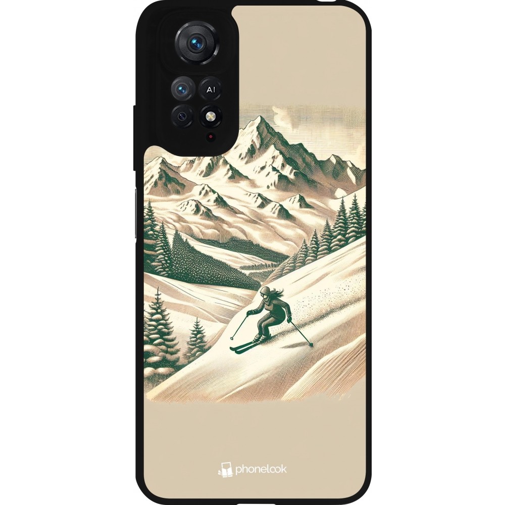 Coque Xiaomi Redmi Note 11 / 11S - Silicone rigide noir Vintage Ski Mountain