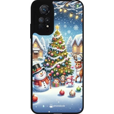 Coque Xiaomi Redmi Note 11 / 11S - Silicone rigide noir Noël 2023 bonhomme de neige et sapin