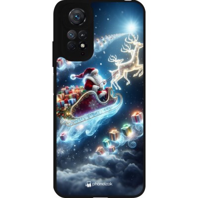 Coque Xiaomi Redmi Note 11 / 11S - Silicone rigide noir Noël 2023 Père Noël enchanté