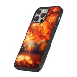 Coque iPhone 12 / 12 Pro - Silicone rigide noir Automne Magique Orange