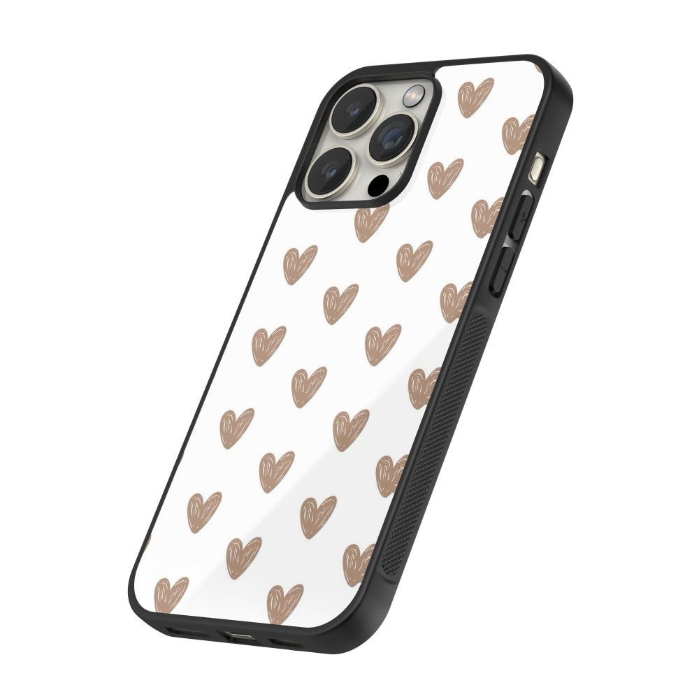 Coque iPhone 12 / 12 Pro - Silicone rigide noir Autumn 2024 brown hearts