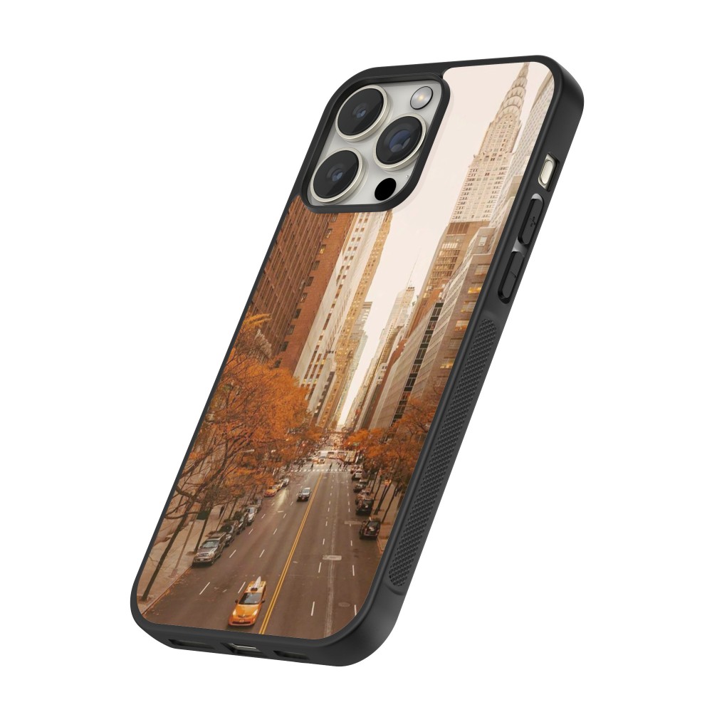 Coque iPhone 12 / 12 Pro - Silicone rigide noir Autumn 2024 New York city