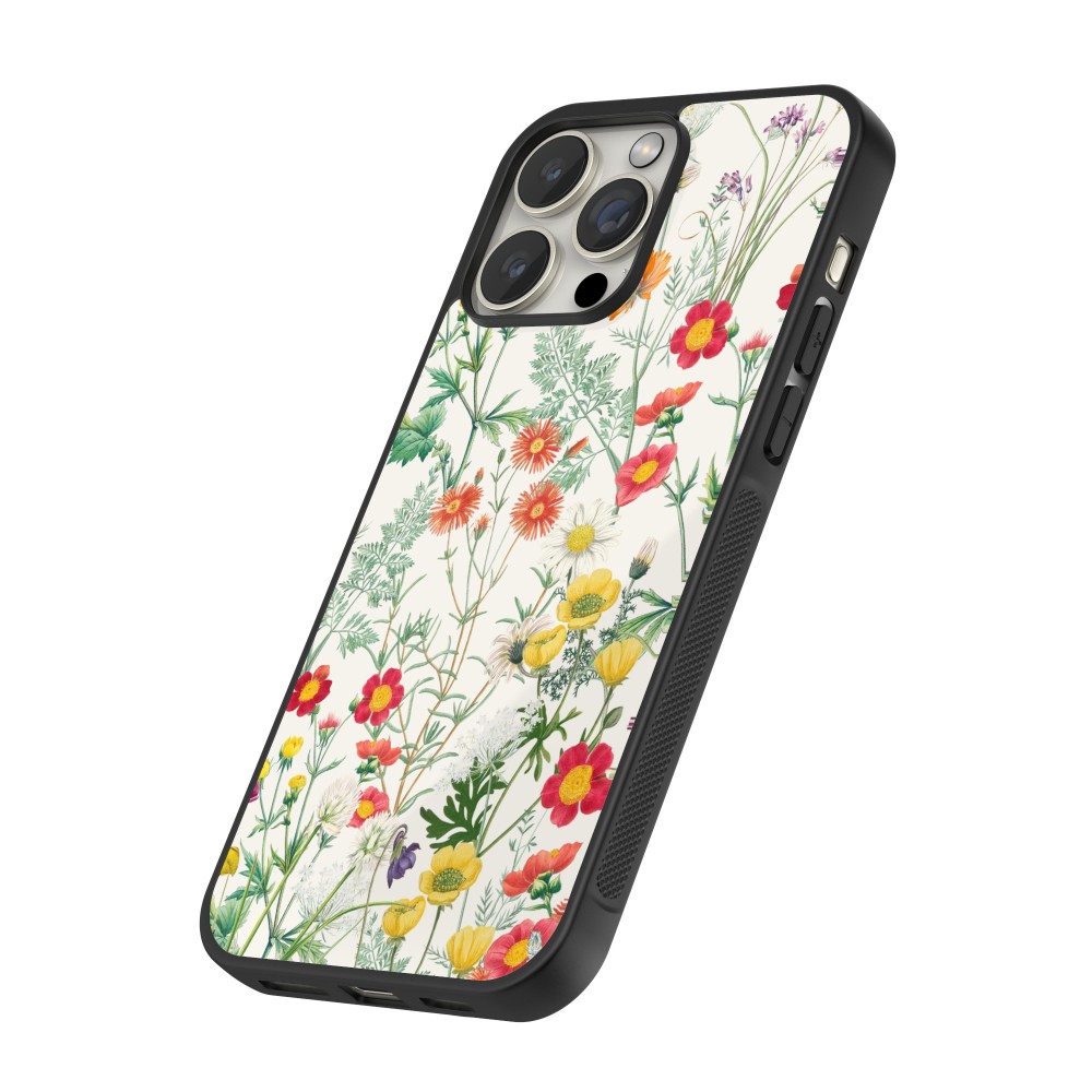 Coque iPhone 12 / 12 Pro - Silicone rigide noir Flora Botanical Wildlife