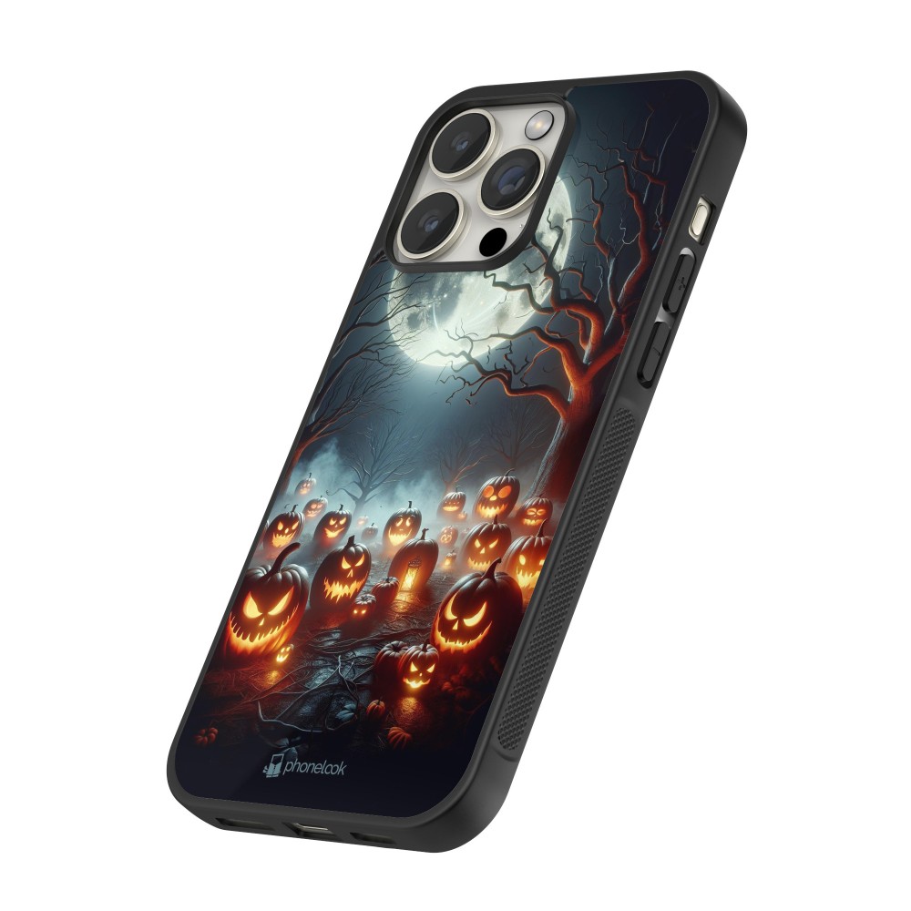 Coque iPhone 12 / 12 Pro - Silicone rigide noir Halloween 2024 Many Pumpkins