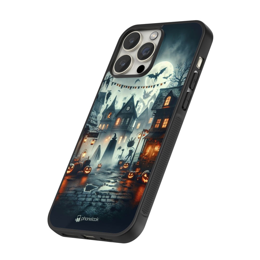 Coque iPhone 12 / 12 Pro - Silicone rigide noir Halloween Spookville