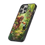 Coque iPhone 12 / 12 Pro - Silicone rigide noir Jungle Tropicale Tayrona